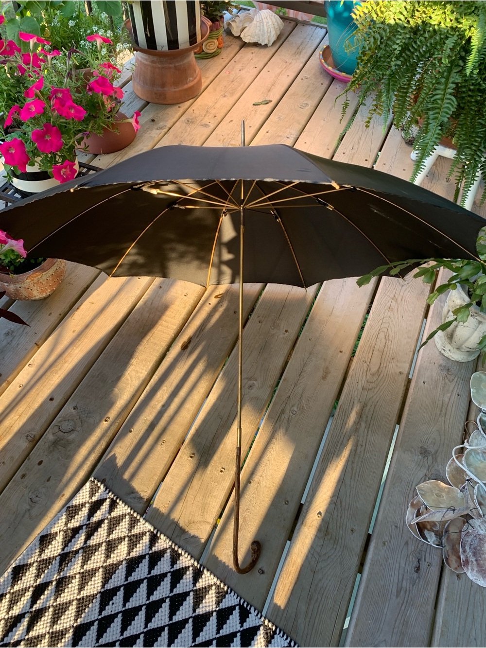 Vintage early 20th c. Bloomingdale’s umbrella Made in Italy bamboo root handle